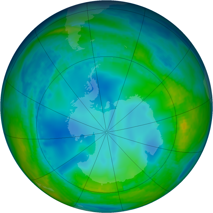 Antarctic ozone map for 28 May 1992